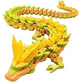 SDWUBQ 31.5in 3D Printed Dragon,Articulated Animal Figurine(Golden Wyrm) | boy toys age 6-8，Stress-Relief Toy, Animal Figurine, Stress Relief, Surprising and Magical Gift