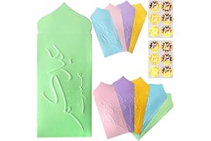 10 Pack Eid mubarak envelopes Embossed Envelopes Cash Gift Envelopes | Eidi envelope for kids | Eid Decor (Multi Color) (Ligh