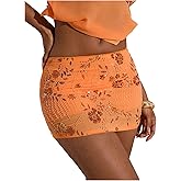 SweatyRocks Women's Sequin Skirt Sheer Mesh Glitter Sparkly Pearl Embroidery Bodycon Mini Skirt with Shorts