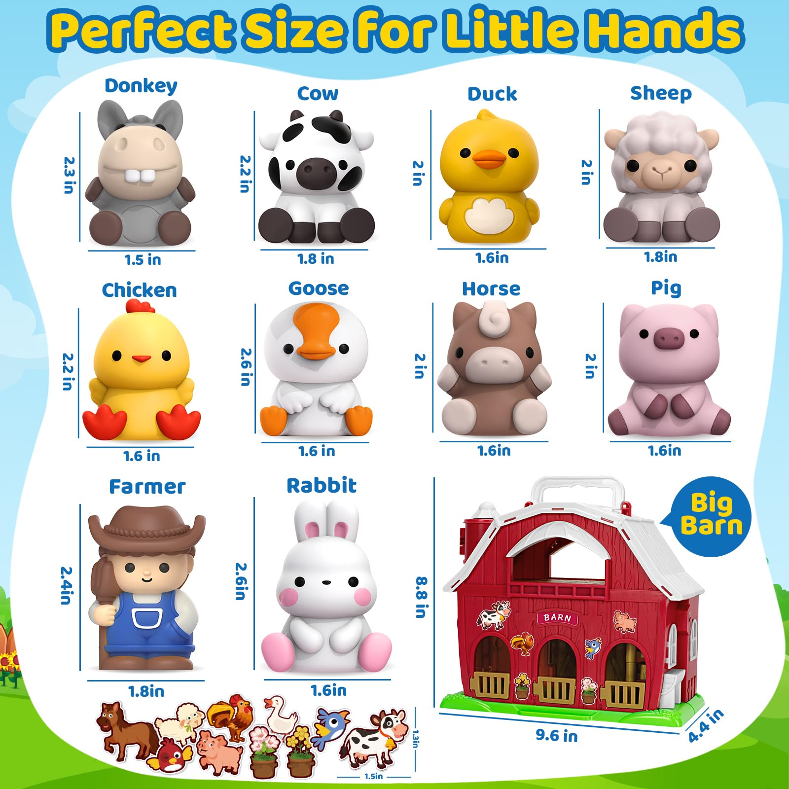 KMUYSL Toys for 1 2 3 Years Old Boys Girls, Big Red Barn Farm Animal Playset for Boys Girls, Learning Montessori Toys, Christmas Birthday Easter Gift for Baby Kids Toddlers Age 12-18 Months