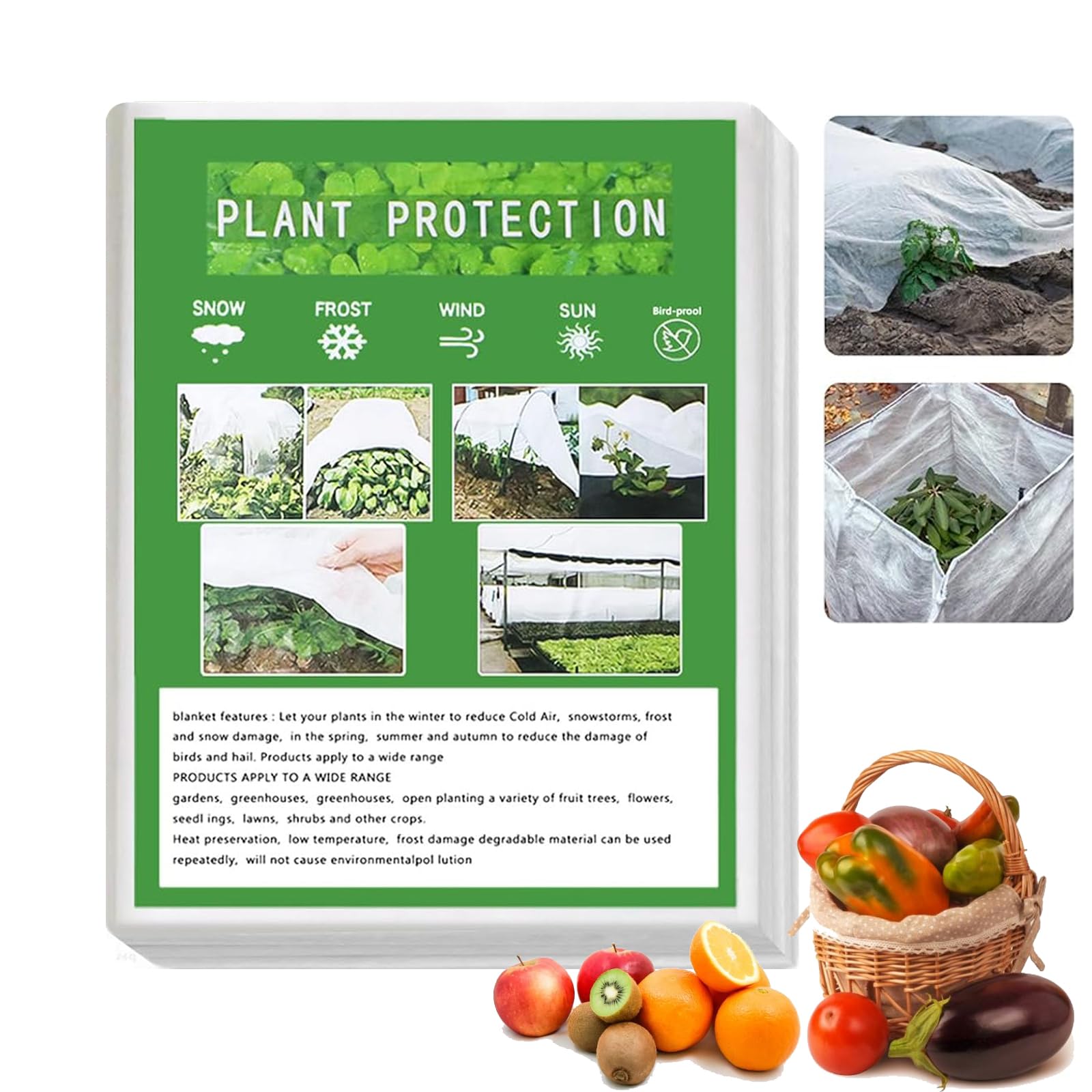 Toced Garden Fleece Frost Protection, 35gsm 2m x 5m Non-Woven Fabric Horticultural Fleece Reusable Winter Plant Cover for Trees Shrubs & Crop Rows