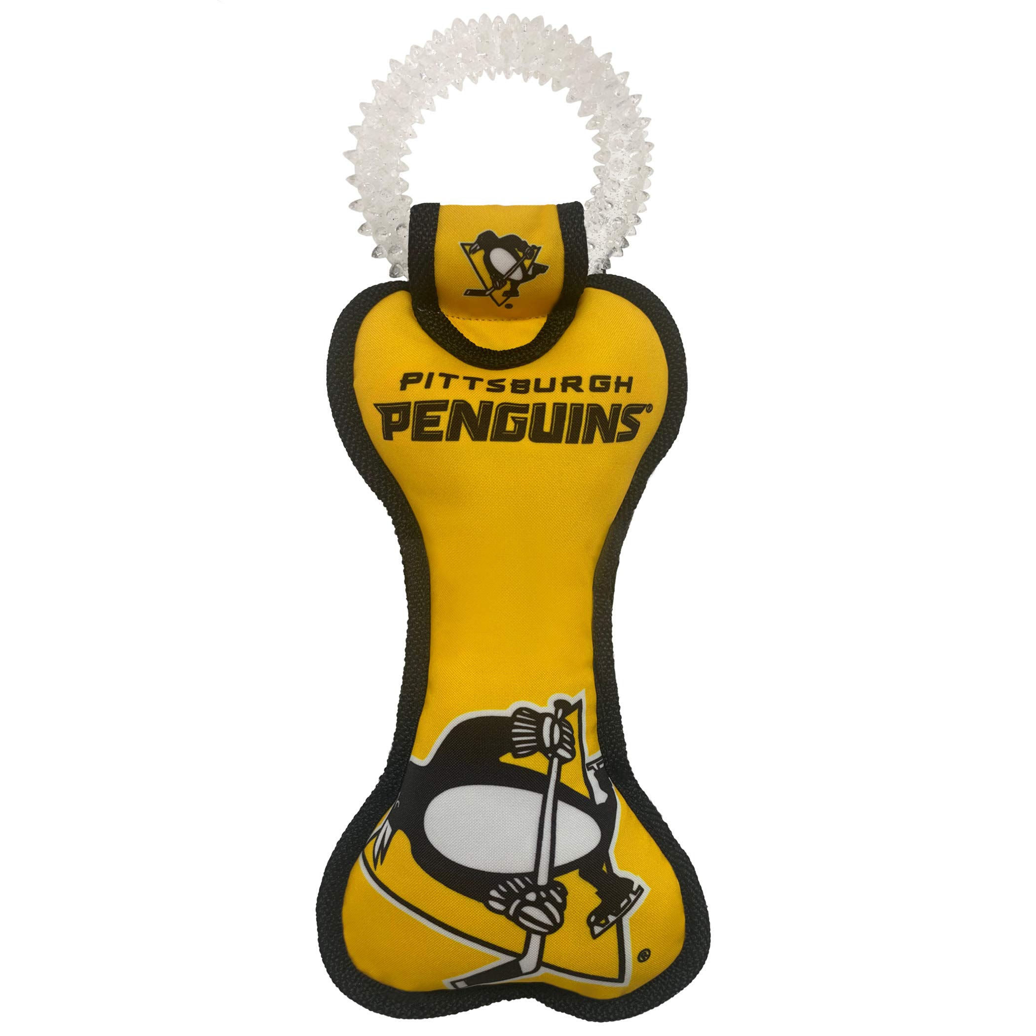 Pets First NHL Pittsburgh Penguins Dental Dog TUG Toy with Squeaker. Tough PET Toy for Healthy Fun, Teething & Cleaning Pet's Teeth & Gum., one size (PEN-3310)