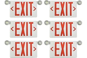 Ciata Ultra Bright Led Decorative Red Exit Sign & Emergency Light Combo with Battery Backup, Fire Exit Sign with Lights, Lighted Exit Signs with Battery Backup, 6-inch Red Letters - 6 Pack