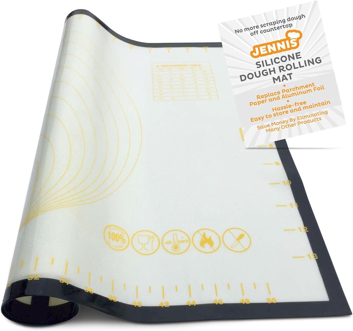 Silicone Pastry Mat for Baking Sticks to Counter Not to Dough 23"x15" Large (Black and Yellow)