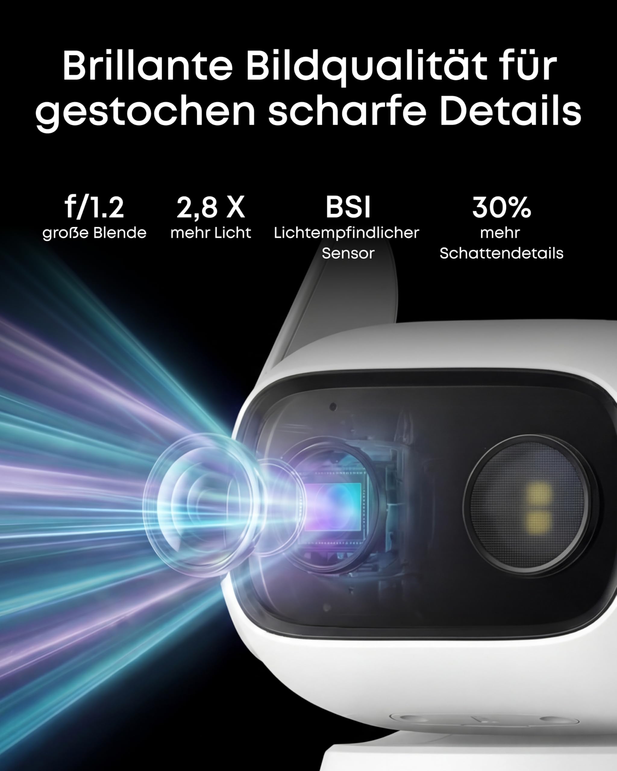 eufy Überwachungskamera C31 kabelgebunden, Außen & Innen, 360°-Sicht mit Schwenken/Neigen, Farbnachtsicht, KI-Erkennung Mensch/KFZ/Tier/Weinen, Dual-Antenne, lokaler Speicher, ohne ABO, 24/7-Videos 5