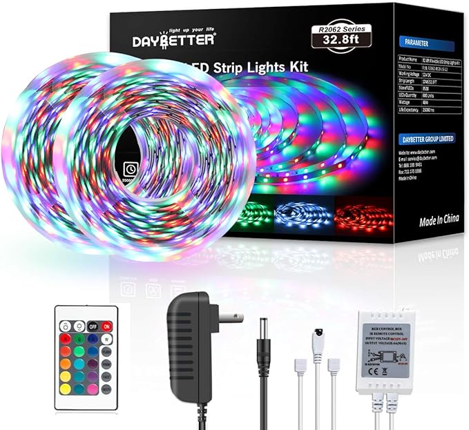 picture Daybetter Led Lights App daybetter 3528 led strip lights color changing with 24 key remote and power supply 2 rolls of 16 4ft