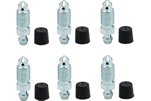 ABCZOK 6 PCS Brake Bleeder Screws,Bleeder Valve,Bleeders,Caliper Bleeder Screw with Rubber Cap M10x1.0-32.8mm,H9409-6,105396,Standard Metric Bleeding Screws Bleed Kit