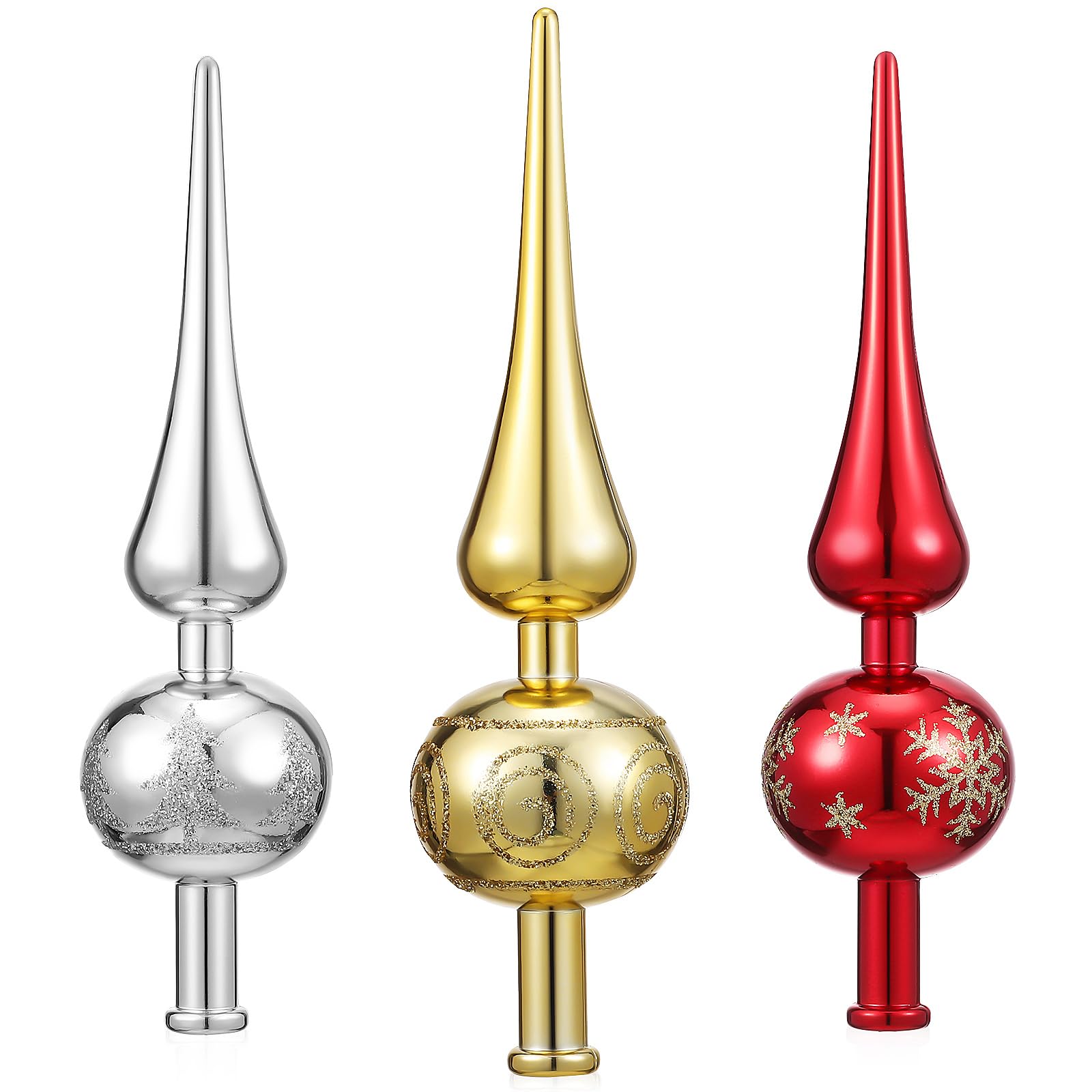 Photo 1 of *** GOLD 1 IS BROKEN *** Gadpiparty 3 Pcs Tree Toppers Vintage Decorative Christmas Treetop Plastic Tree Finals Metallic Tree Topper Ornament for Xmas New Year Holiday Party Decorations