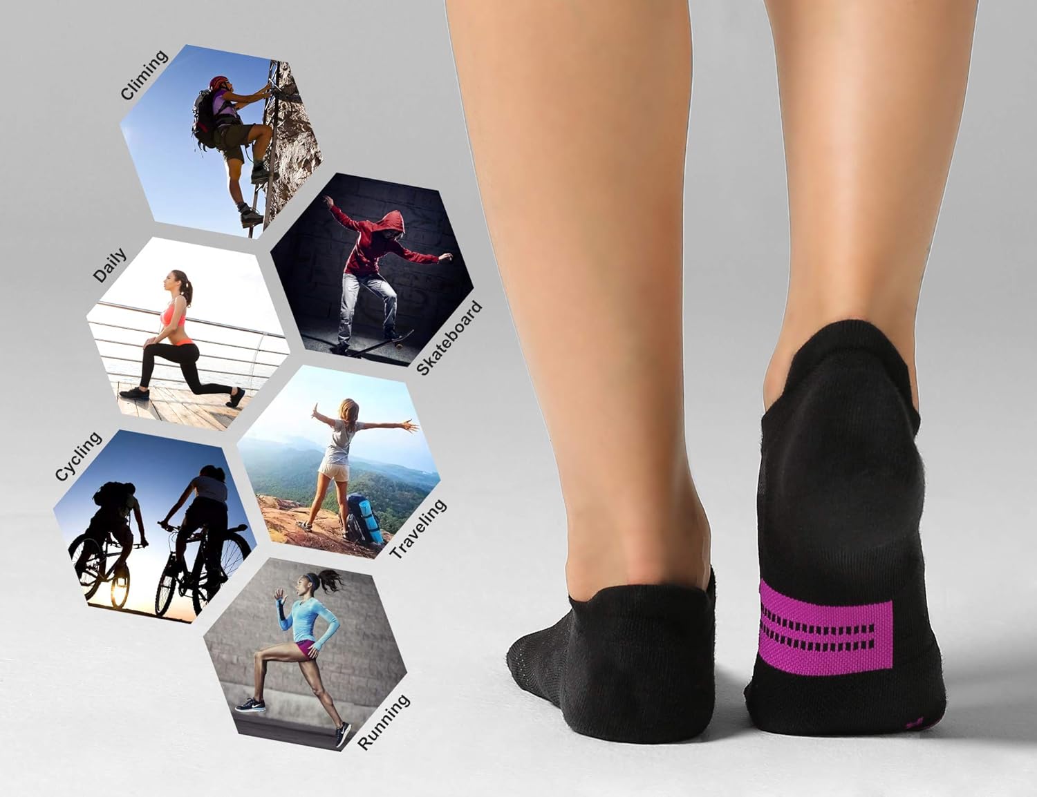 CelerSport 6 Pack Women's Ankle Running Socks Cushioned Low Cut Tab Athletic Socks: Clothing