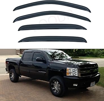 4pcs Window Visors Guard  For 07-14 Silverado//GMC Sierra 1500//2500//3500 Crew Cab