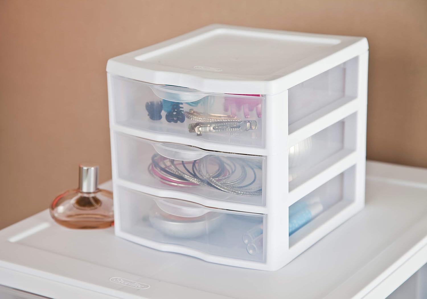 Sterilite 20738006 Small 3 Drawer Unit, White Frame with Clear Drawers, 6-Pack: Home & Kitchen