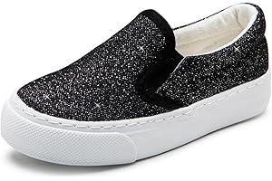 Toandon Toddler Girls Kids Sparkle Slip On Sneakers Loafers Age 2-10