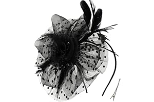QDC Fascinators for Women Tea Party Headband Kentucky Derby Hats Cocktail Flower Mesh Feathers Headwear Hair Clip for Wedding