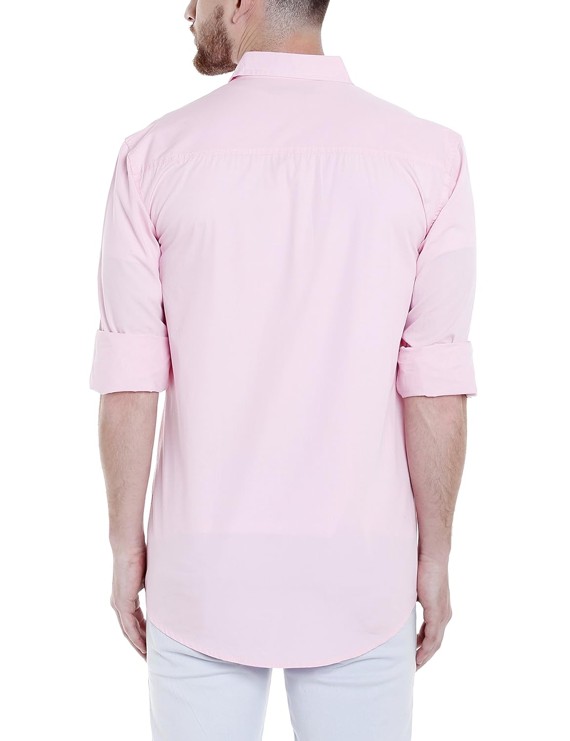 dennis lingo men's cotton pink solid casual shirt