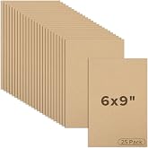 Mat Board Center 25 Pack 6x9 Corrugated Cardboard Sheets 1/8" Flat Pads | Brown Flat Corrugated Cardboard Inserts for Shipping, Mailing, Packing, Cardboard Backing, Art Craft Card Board