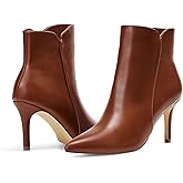 Elisabet Tang Women Chic Heeled Ankle Boots,Sexy Pointed Toe with 3 Inch High Heel Fashion Stylish Booties with Side Zipper Evening Party Dress Shoes