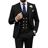 Mens Suit 3 Piece Double Breasted Suit Men Slim Fit Formal Tuxedo Suit Set Groomsmen Wedding Prom Suits