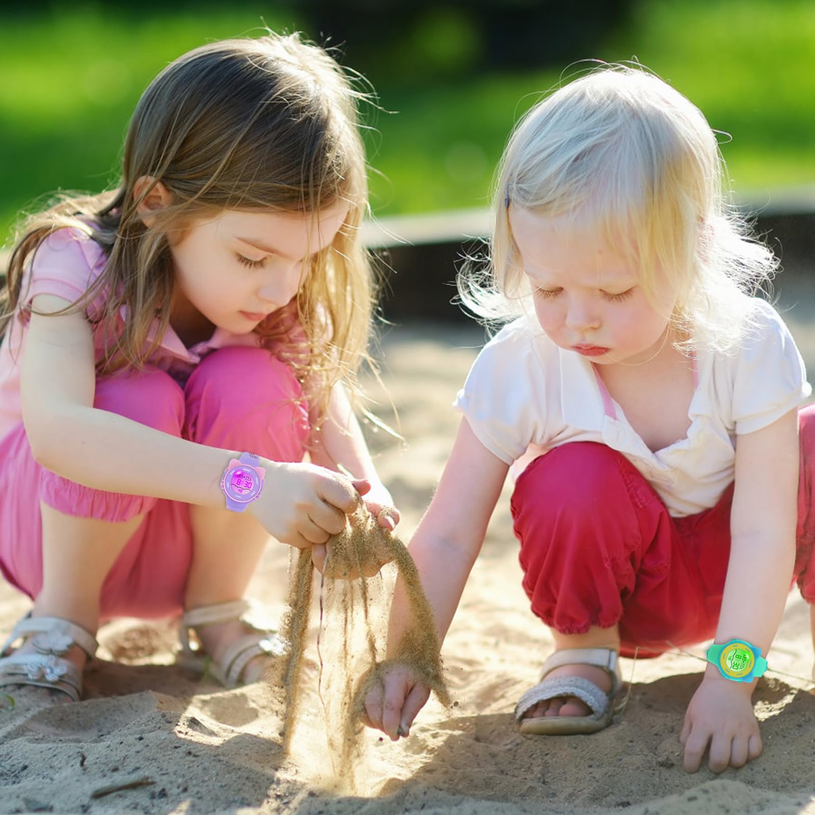 Juboos Kid's Digital Watch for Boys and Girls, Waterproof LCD Digital Sports Kids Watch with 7 Color LED Lights, Stopwatch, Alarm