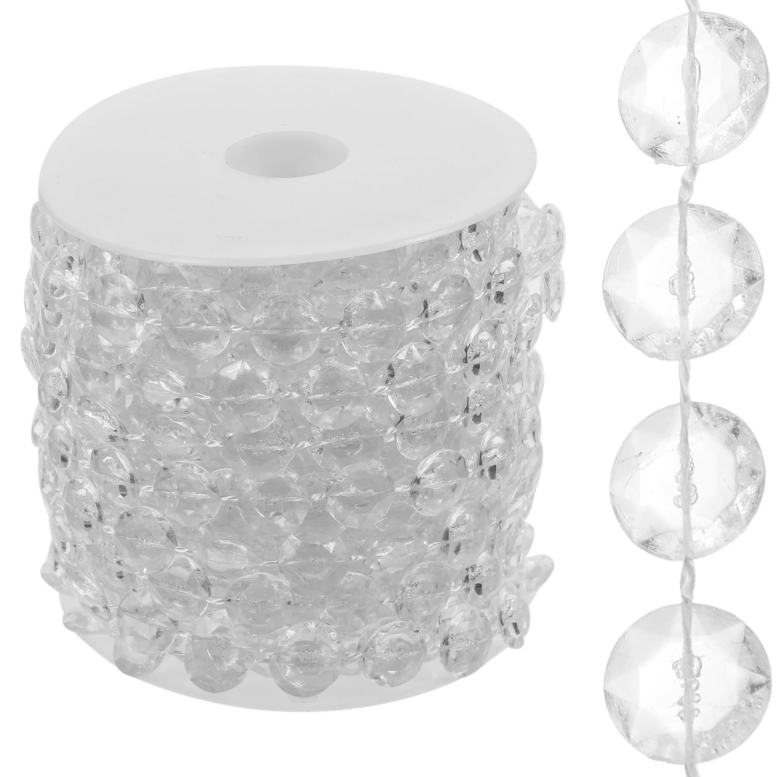 10m Crystal Beaded Door Curtain, Garland Diamond Acrylic Beads Strand Hanging Curtain, Beaded Doorway Curtain for Halloween Decorations Doorways Indoor Diy Wedding Party Decoration 10mm (Transparent)