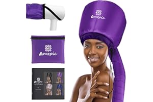 AMZPIC Bonnet Hood Hair Dryer Attachment - Headband Integrated Bonnet Hair Dryer for Speeds Up Drying Time at Home, Easy to Use for Styling, Curling and Deep Conditioning (Purple,Adjustable)