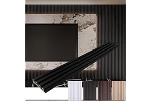 Yutianli Slat Wall Panel 3D WPC Grille for Walls 6-Pack Black Textured Wood Plastic Composite Panel Wood Strip Texture 3D Wall Panels