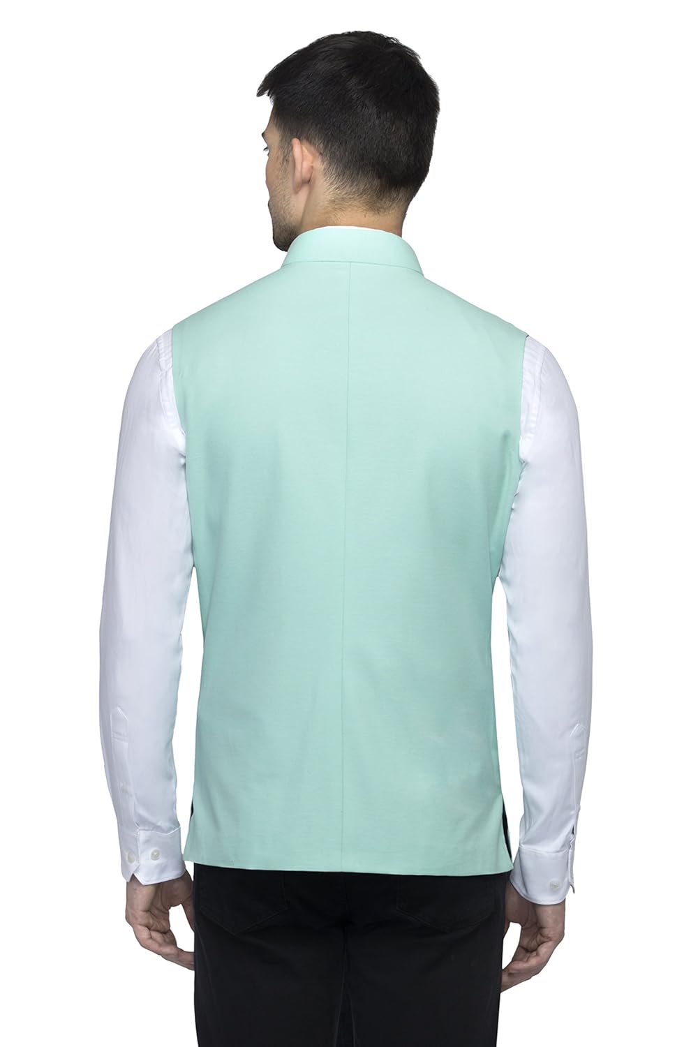 favoroski sleeveless nehru jacket with mandarin collar for men
