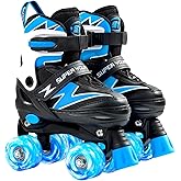 SUPER YOUNGSTER Adjustable Roller Skates Boys Kids Ages 5-8 8-12 Roller Skates Girls with Light up Wheels, Fun Rollerskate for Youth Toddlers