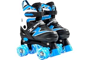 SUPER YOUNGSTER Adjustable Roller Skates Boys Kids Ages 5-8 8-12 Roller Skates Girls with Light up Wheels, Fun Rollerskate for Youth Toddlers