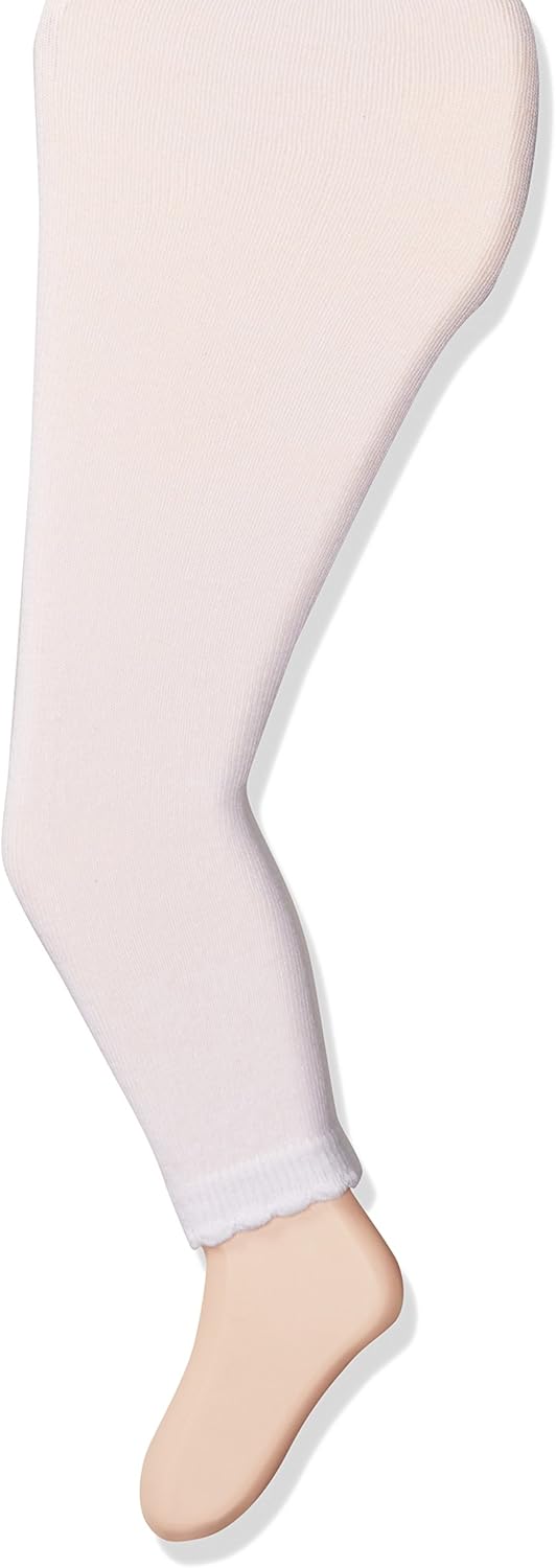 Jefferies Socks Girls' Baby Cotton Footless Tights with Scalloped Edge: Clothing