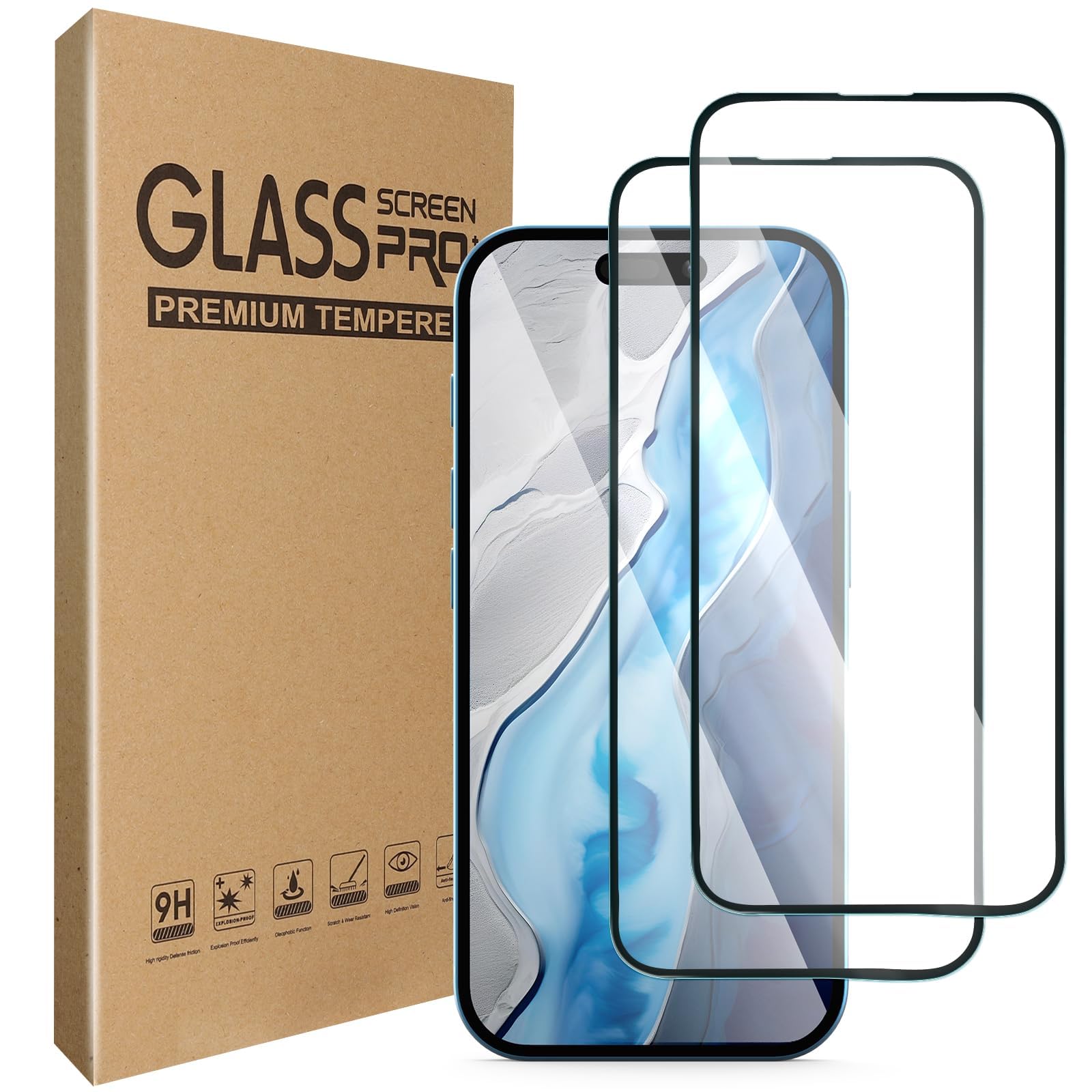 CaseEl Screen Protector for iPhone 16 Pro [2 Pack],[99.99% HD Crystal Clear][0.001s Respond][Anti-Fingerprint][Anti-Scratch],9H Hardness Tempered Glass for iPhone 16 Pro Screen Protector(6.3 Inch)