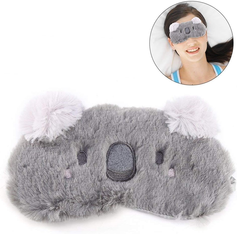 LHKJ Cute Animal Fluffy Sleeping Eye Mask, Soft Plush Blindfold Eye Cover with 3D Ears Gray Koala for Sleeping - Image 4