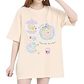 kakarin choyx Kawaii Fashion Round Neck Short Sleeve Harajuku Y2K Cute Star Graphic Oversized T-Shirts for Women