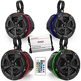 Waterproof Off-Road Speakers with Amplifier - 4 Inch 800W 4-Channel Marine Grade Wakeboard Tower System w/RGB Lights, Remote, Full Range Outdoor Audio Stereo Speaker for ATV, UTV, Quad, Jeep, Boat