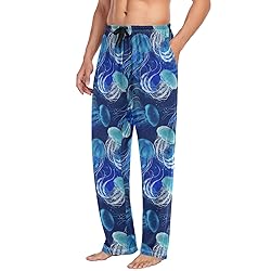 Ollabaky Blue Jellyfish Pajama Pants Men Sleep