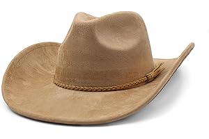 CCAKXCJJ Western Cowboy Hat for Women Men Classic Fedora Hats Wide Brim Suede Cowboy Hat for Women with Buckle Belt