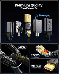 Silkland 80Gbps DisplayPort Cable 2.1 6.6FT [VESA