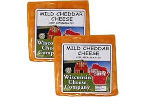 Wisconsin Cheese Company - 100% Wisconsin Mild Cheddar Cheese - 15 oz. (Pack of 2 Blocks) Great for Cheese and Crackers, Charcuterie Boards & Gifts. Premium Wisconsin Cheese