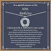 PAERAPAK Birthday Gifts for Women, Sterling Silver Chain Circles Necklace 30th 40th 50th 60th 70th 80th 90th Birthday Necklace for Her Woman 30 40 50 60 70 80 90 Years Old Birthday Gifts for Women