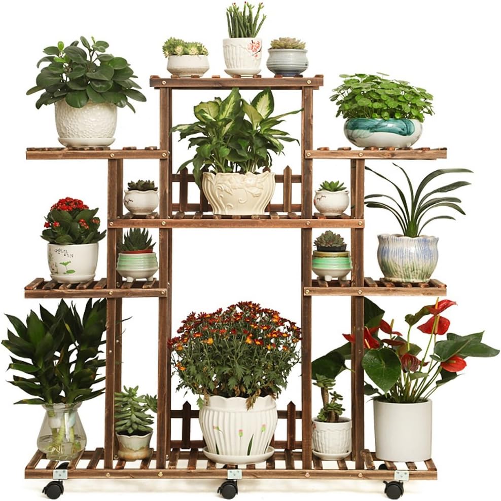 estantes de madera para flores