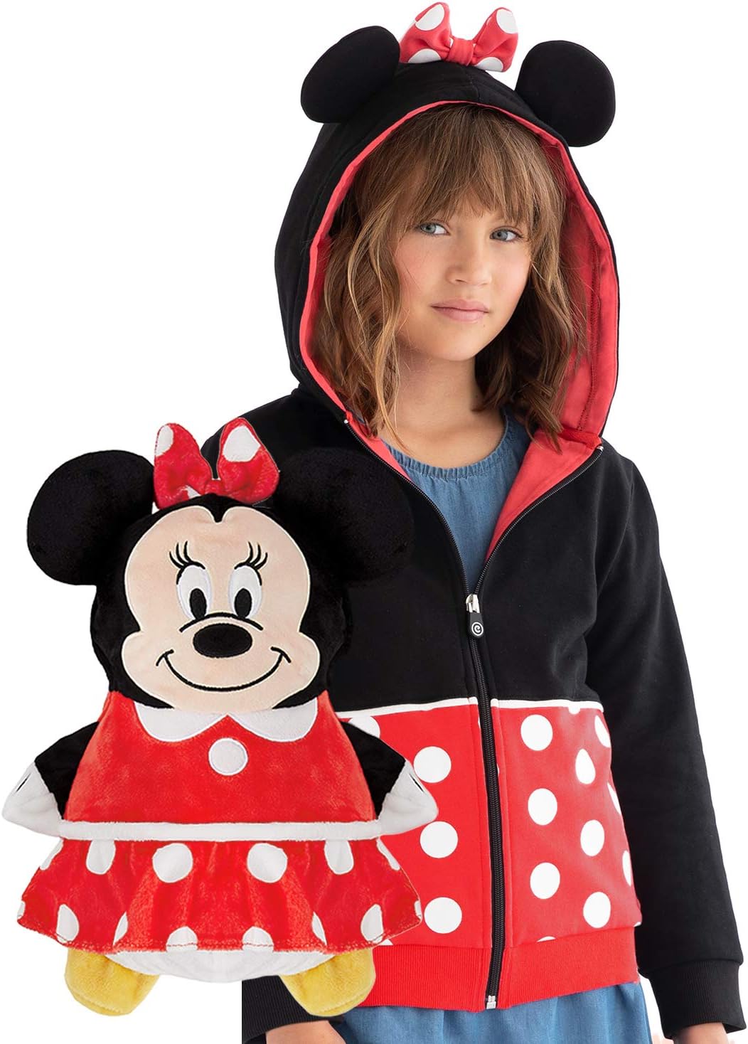 Minnie Mouse 2 in 1 Transforming Hoodie and Soft Plushie Red and Black