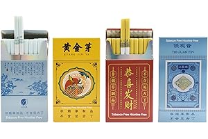 HONGYIBIN Wild Tea Herbal Cigarettes, Tobacco and Nicotine Free, 4 Packs, 80 Smokes