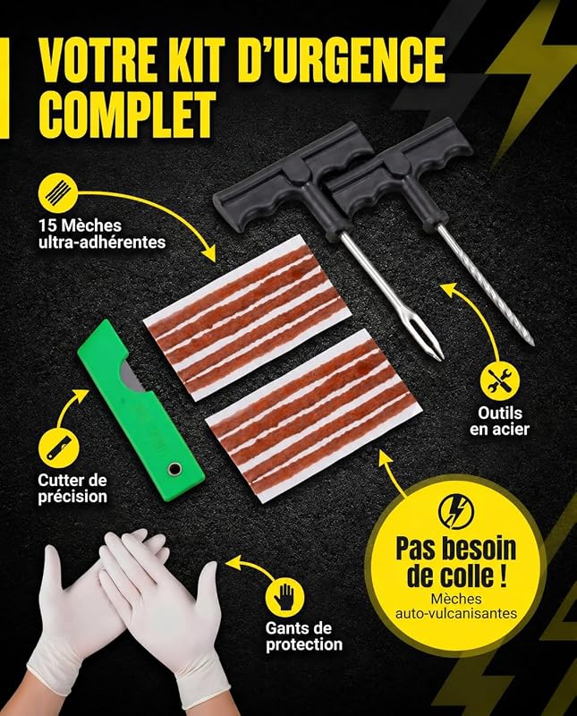 Meche Pneu Crevaison, Répare en 15 Minutes