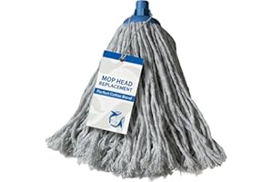 BLUE WHALES GLOBAL DELIVERY Blue Whales Industrial & Commercial White Cotton String Mop Head Refill – Heavy-Duty Floor Cleaner Replacement – 22mm (7/8") Italian Screw Thread (Not for Standard US 3/4" Poles)