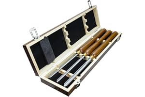 DEEFIINE 3 Pcs HSS Bowl Gouge Lathe Chisel Set, Wood Lathe Bowl Turning Tools with Wooden Box, 3/8-Inches, 1/2-Inches and 5/8-Inches chisels for woodturning