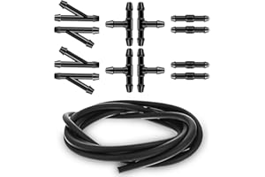JIEYAO Windshield Washer Hose Kit,2Pcs 1Meter/39.4in Washer Fluid Hose with 12Pcs 2-Way + 3-Way I/T/Y 3Type Water Washer Pipe Adapter Rubber Wiper Fluid Tubing Kit for Most Car Windshield Fluid Tubing