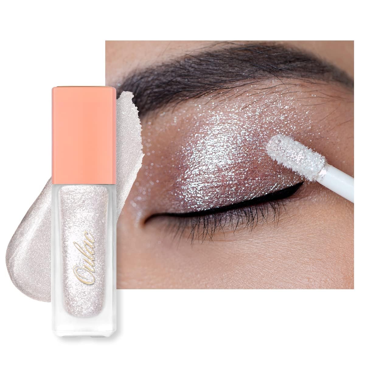 Oulac Liquid Glitter Eyeshadow - Metallic Icy White Eyeshadow with Fine Sparkle & Glow, Blendable Sparkly Eye Make-up, Crease Resistant, Vegan, 6.8g, Frosted Ice (27) — image 1