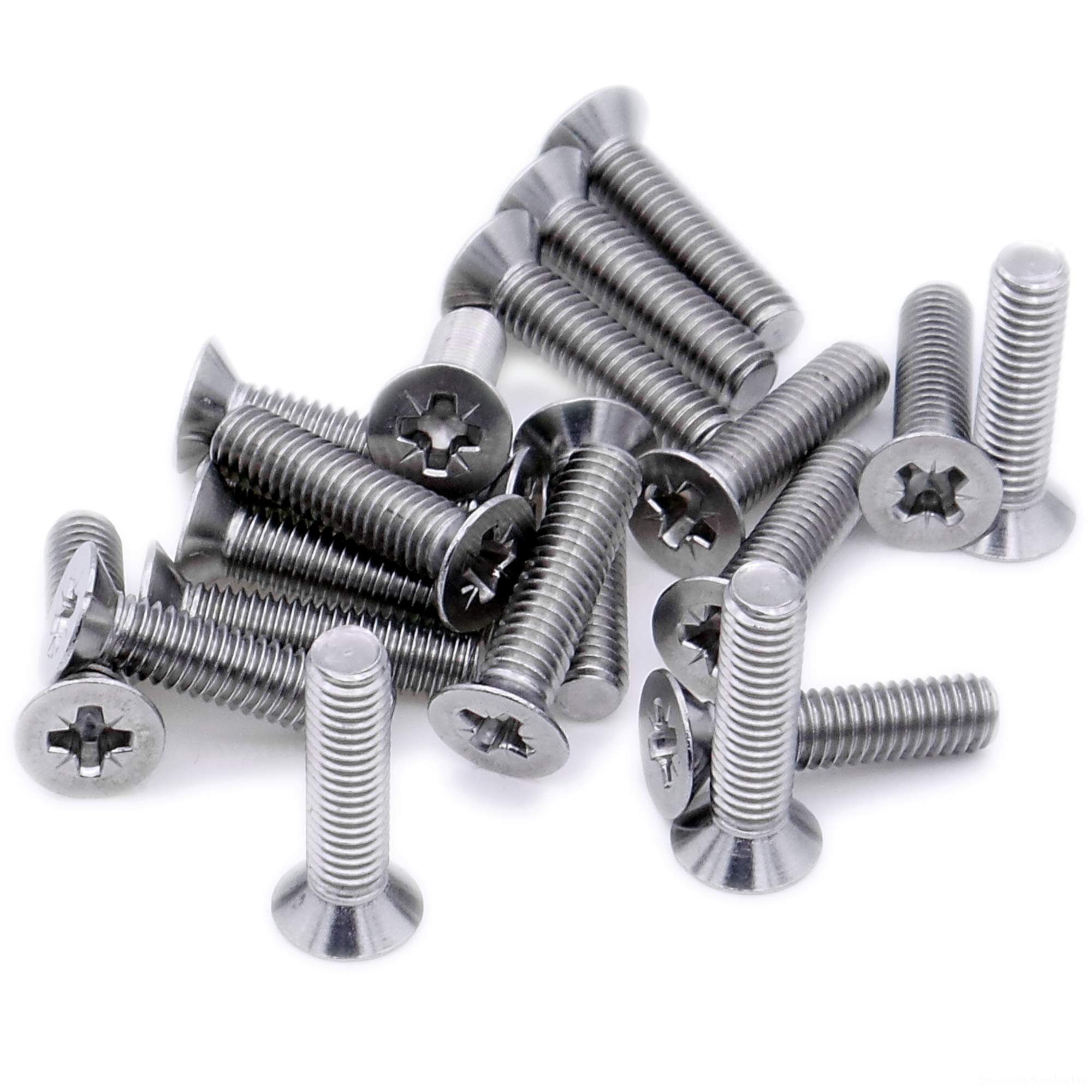 M4 (4mm x 20mm) Pozi Countersunk Machine Screw (Bolt) - Stainless Steel (A2) (Pack of 20)
