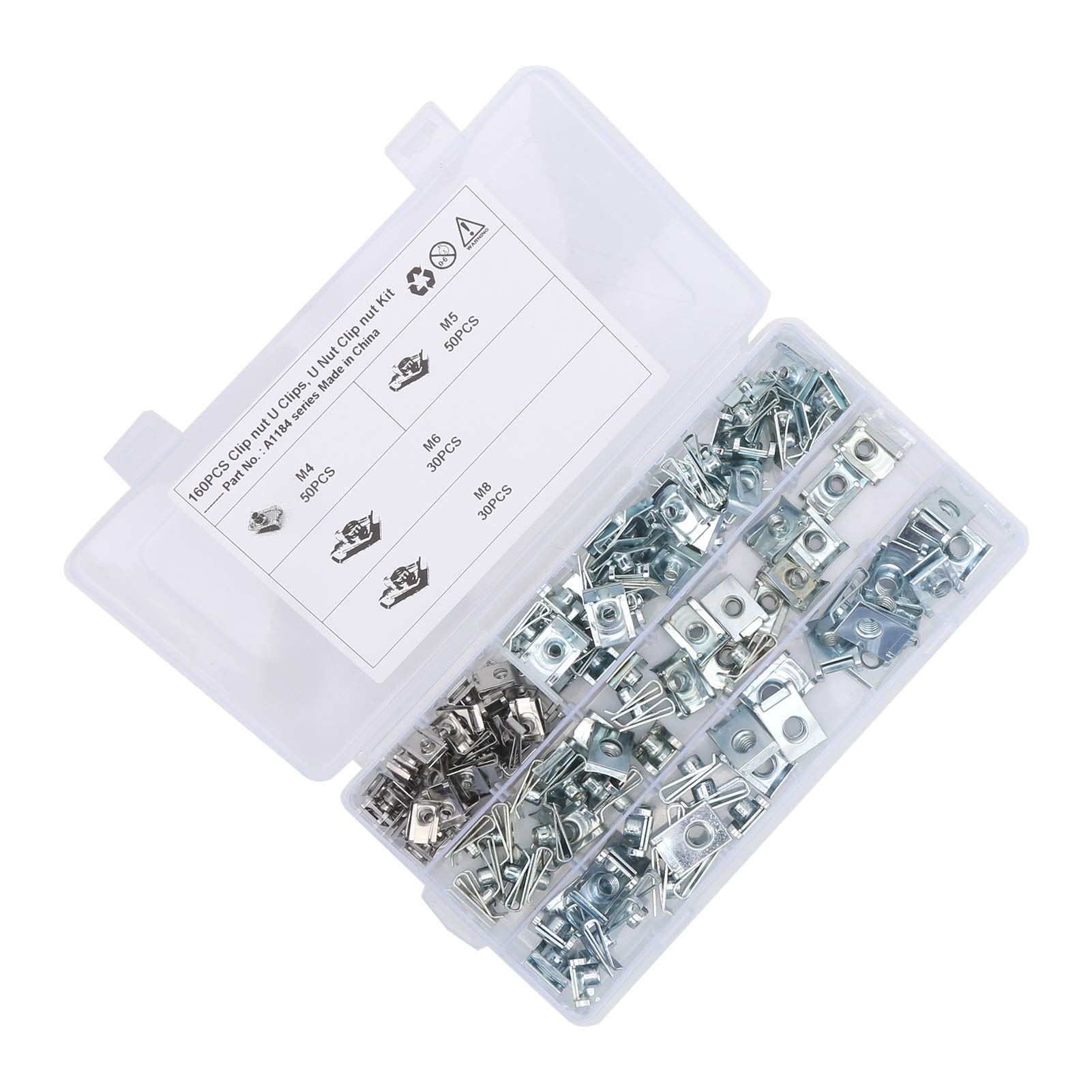 Spire Clip Nut 304 Stainless Steel U Clips Chimney Nut 304 Stainless Steel Fastener M4 M5 M6 M8 for Motorcycle Car 160pcs