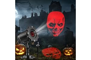 NAGUDENFO Halloween Decorations Outdoor Indoor - 3D Dynamic Red Skull Halloween Projector Lights,Waterproof Holiday Light for Window,Ground, Roof,Wall,Cemetery Holiday Decor