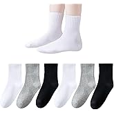 Marchare Kids Seamless Socks Boys Girls Cotton Athletic Socks School Ankle Socks with Retro Stripes 6 Pack